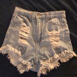 High waisted jean shorts